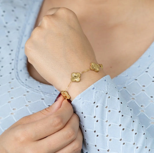 Pulsera Mujer Trébol Dorada