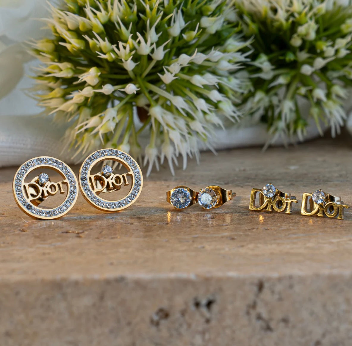 Aretes x3 Oro Laminado Ref Dior