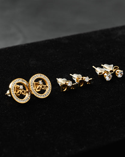 Aretes x3 Oro Laminado Ref Dior