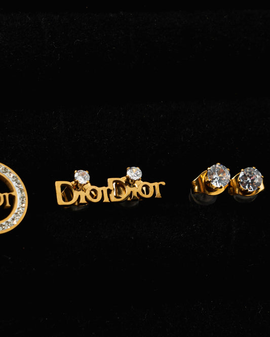 Aretes x3 Oro Laminado Ref Dior