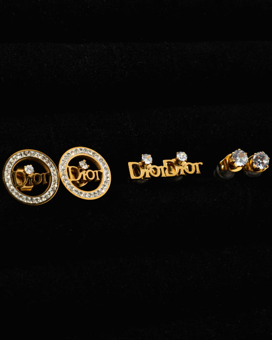 Aretes x3 Oro Laminado Ref Dior