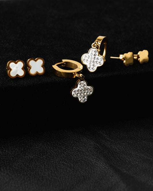 Aretes Oro Laminado x3 Ref Trebol