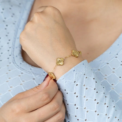 Pulsera Mujer Trébol Dorada