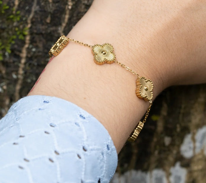 Pulsera Mujer Trébol Dorada