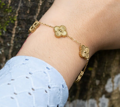 Pulsera Mujer Trébol Dorada